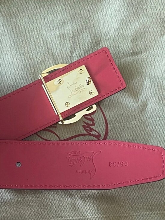 Christian Louboutin CL Script Belt Black Red w/ Gold Buckle Incl Box & Dust Bag main image 4